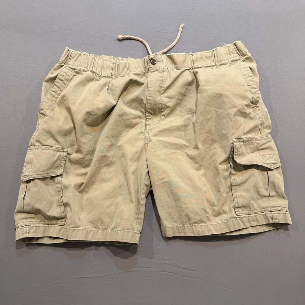 Tommy Bahama Men's Khaki Tan 100% Cotton Elastic Waist Cargo Shorts XL
